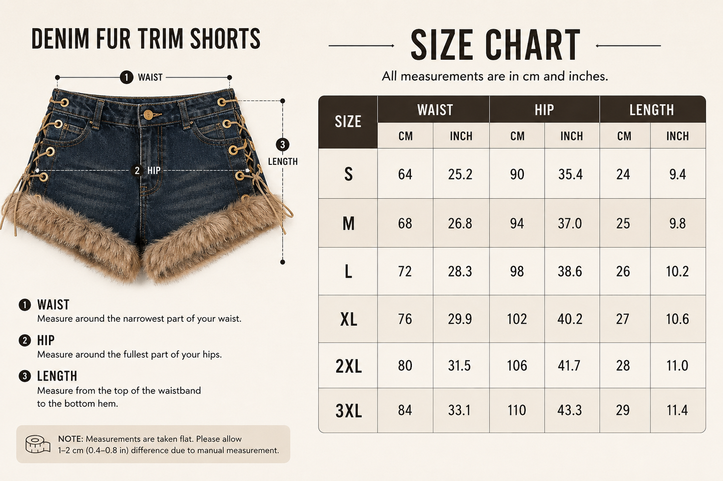 Willow Creek Frontier Faux Fur Denim Shorts