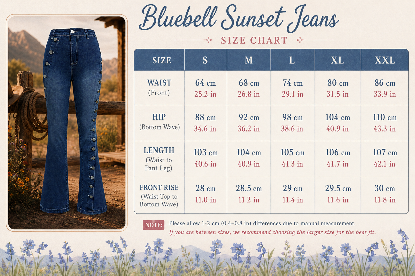 Bluebell Sunset Jeans | Western Slim-fit Blue Jeans - Cowgirls and Dreams