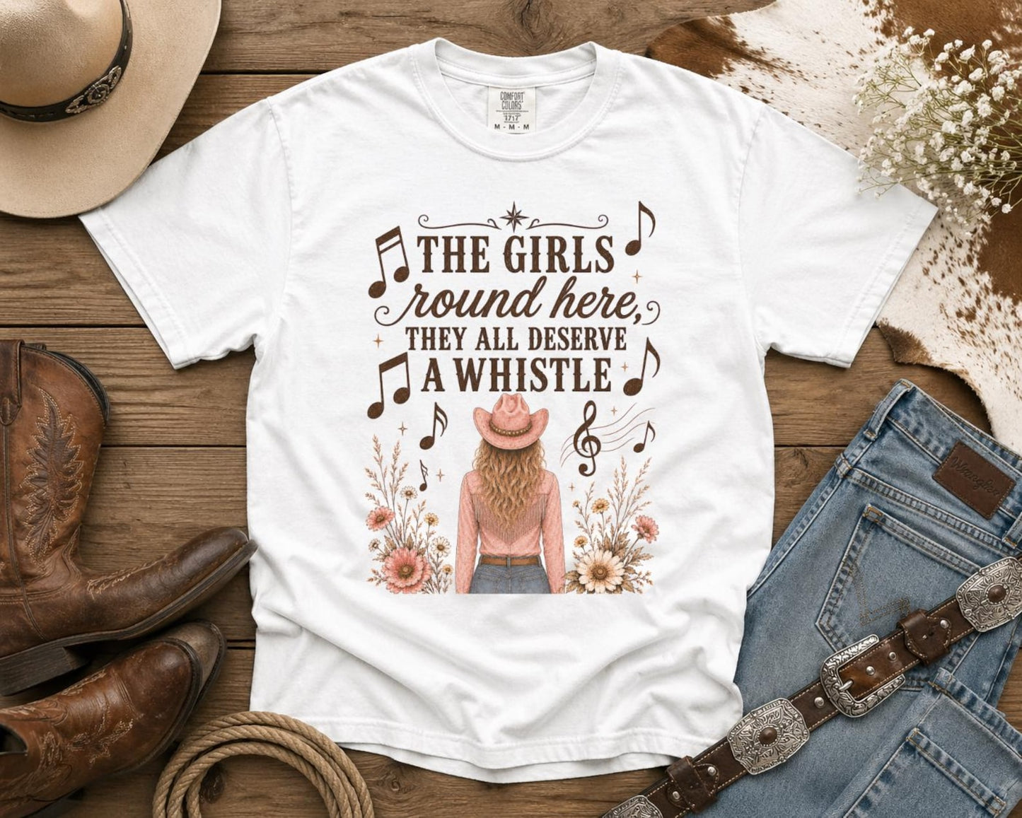 Girls Deserve A Whistle T-Shirt — Cowgirl TShirt | Western Tee | Comfort Colors Country Tee | Vintage Country Shirt | Rodeo Shirt