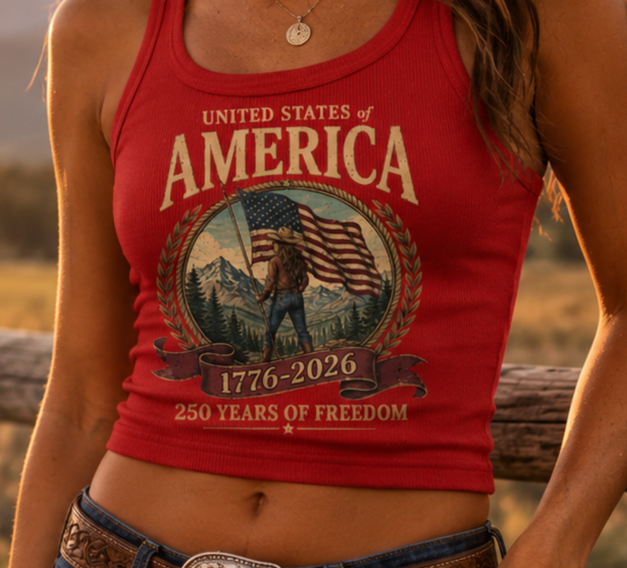 America 250th Anniversary 200 Years of Freedom | Cowgirl Tank Top | Bella Canvas