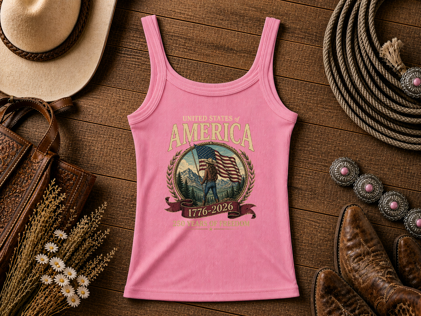 America 250th Anniversary 200 Years of Freedom | Cowgirl Tank Top | Bella Canvas