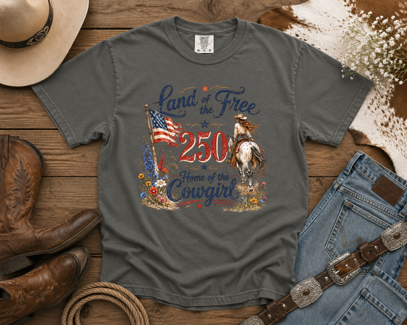 Land of the Free - Cowgirl TShirt | Western Tee | Comfort Colors Country Tee | Vintage Country Shirt | Rodeo Shirt