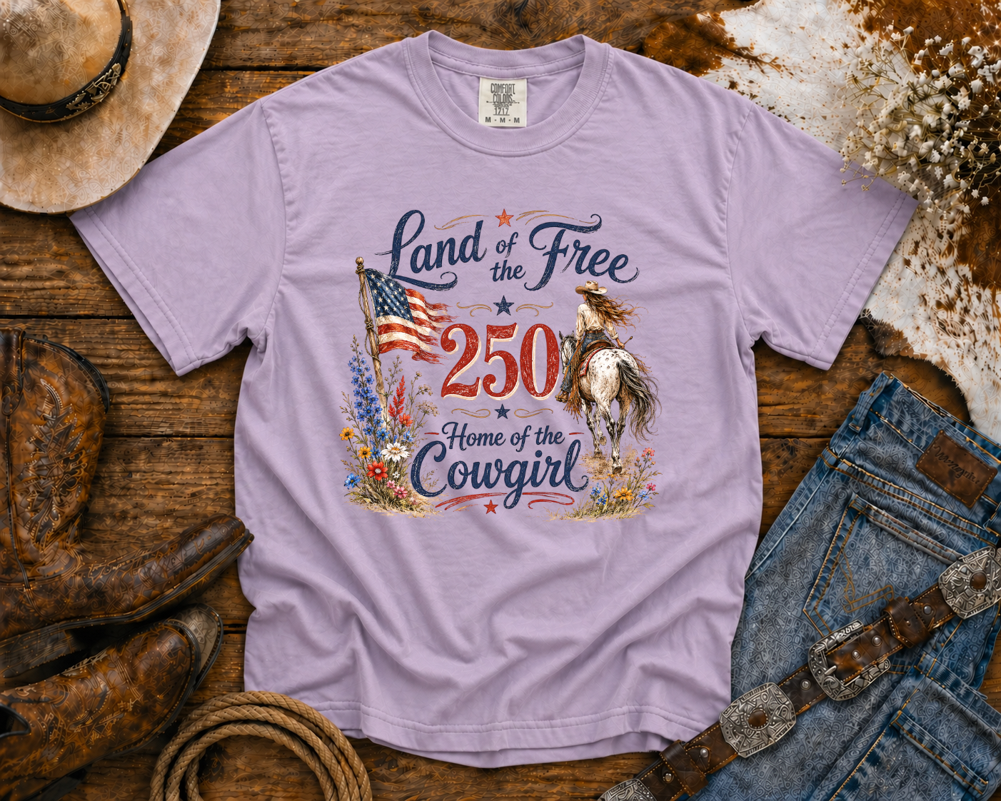 Land of the Free - Cowgirl TShirt | Western Tee | Comfort Colors Country Tee | Vintage Country Shirt | Rodeo Shirt