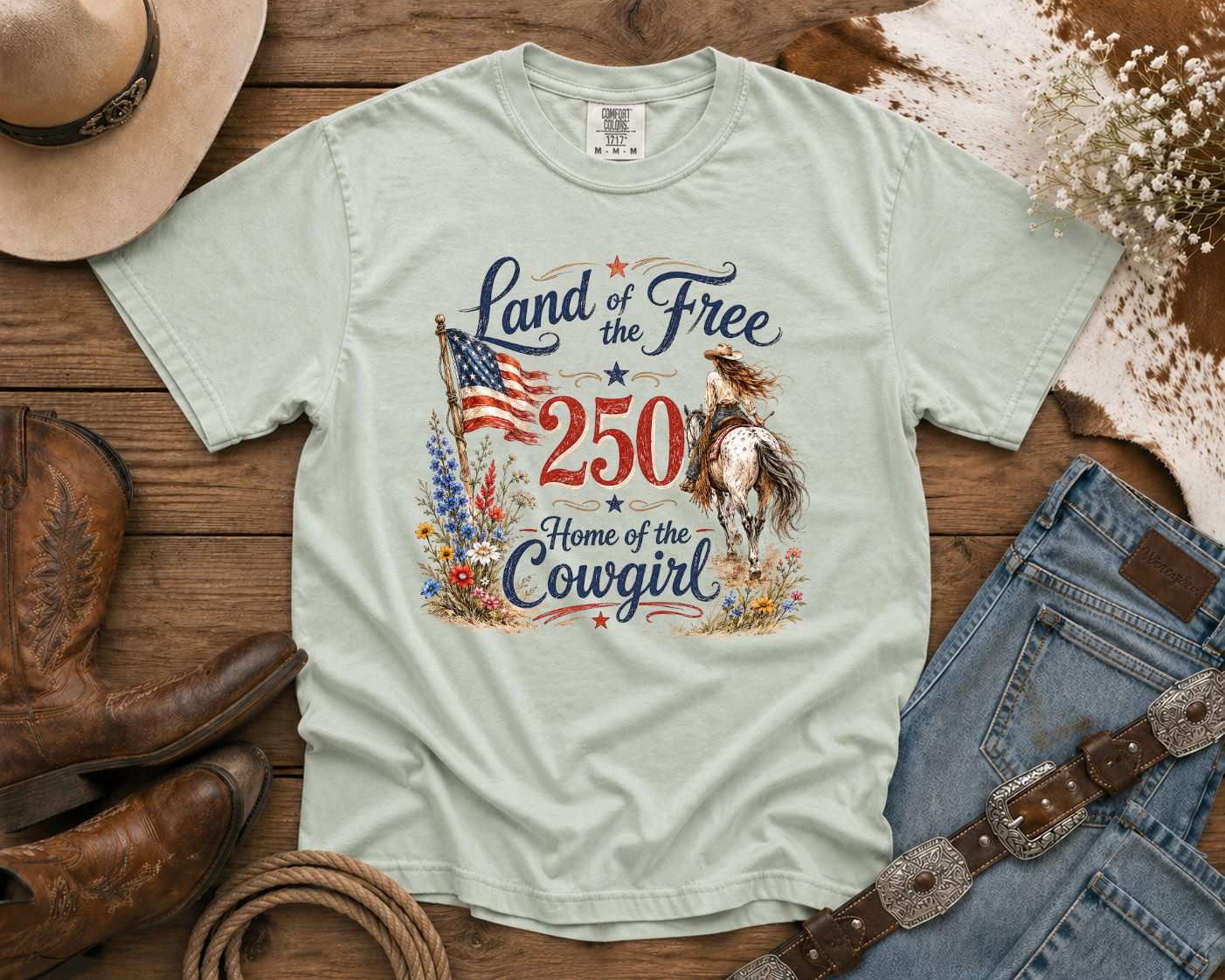 Land of the Free - Cowgirl TShirt | Western Tee | Comfort Colors Country Tee | Vintage Country Shirt | Rodeo Shirt