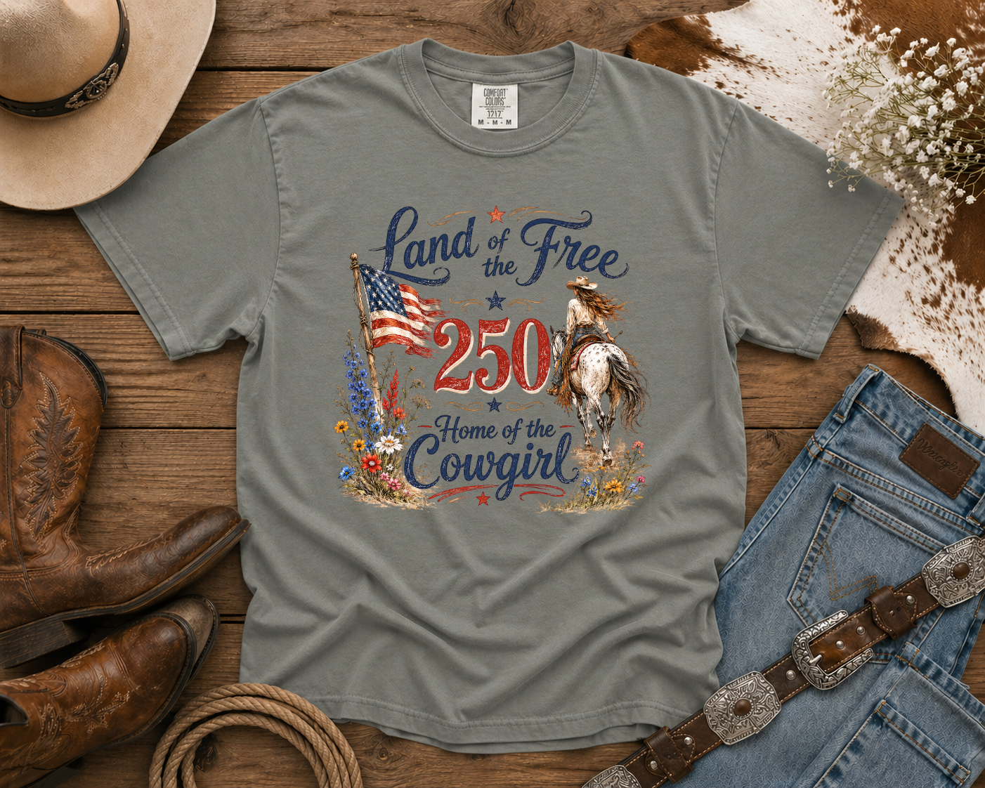 Land of the Free - Cowgirl TShirt | Western Tee | Comfort Colors Country Tee | Vintage Country Shirt | Rodeo Shirt