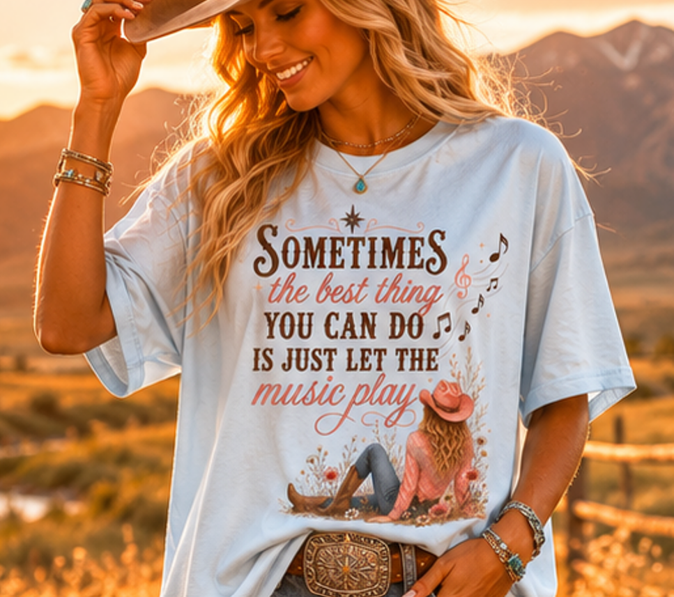 Let the Music Play - Cowgirl TShirt | Western Tee | Comfort Colors Country Tee | Vintage Country Shirt | Rodeo Shirt