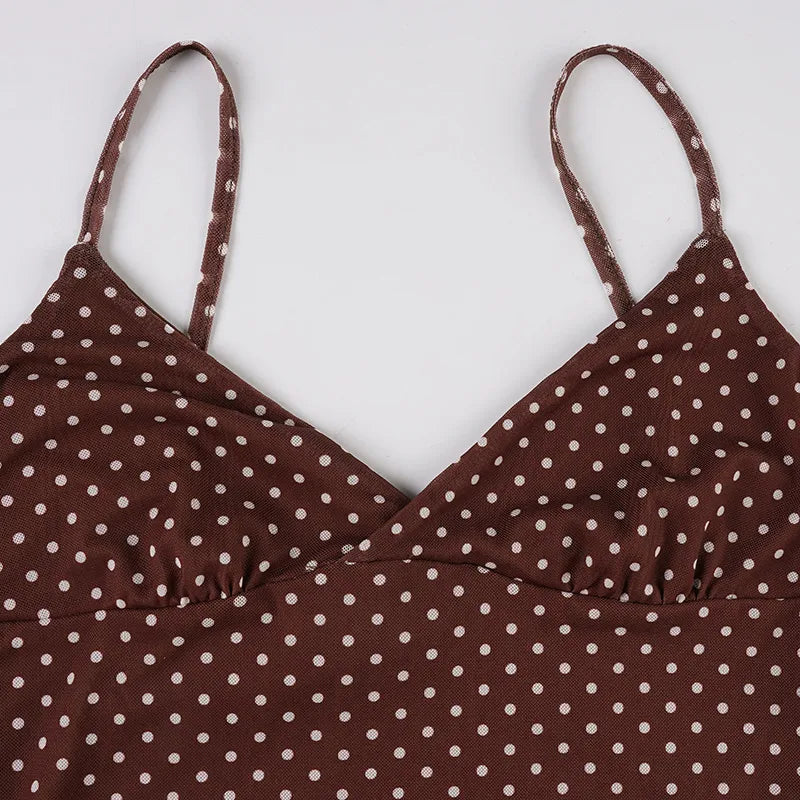 Summer Sage Brown Polka Dot Micro Mini Dress  - Cowgirls and Dreams