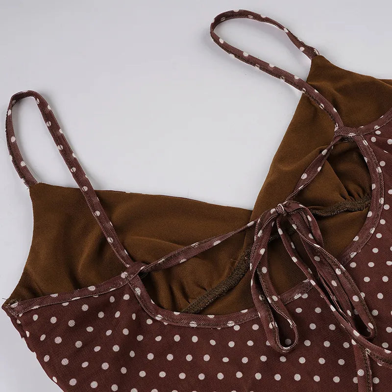 Summer Sage Brown Polka Dot Micro Mini Dress  - Cowgirls and Dreams