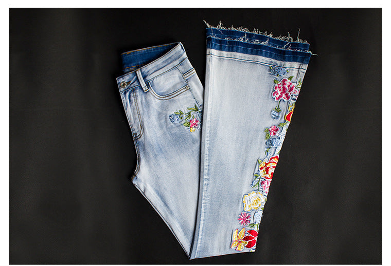 Dusty Rose Jeans - Flared Jeans For Women With Intricate 3D Embroidery | Western Jeans - Cowgirls and Dreams