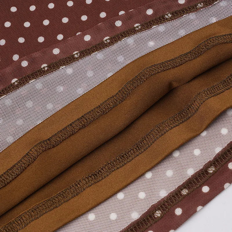 Summer Sage Brown Polka Dot Micro Mini Dress  - Cowgirls and Dreams