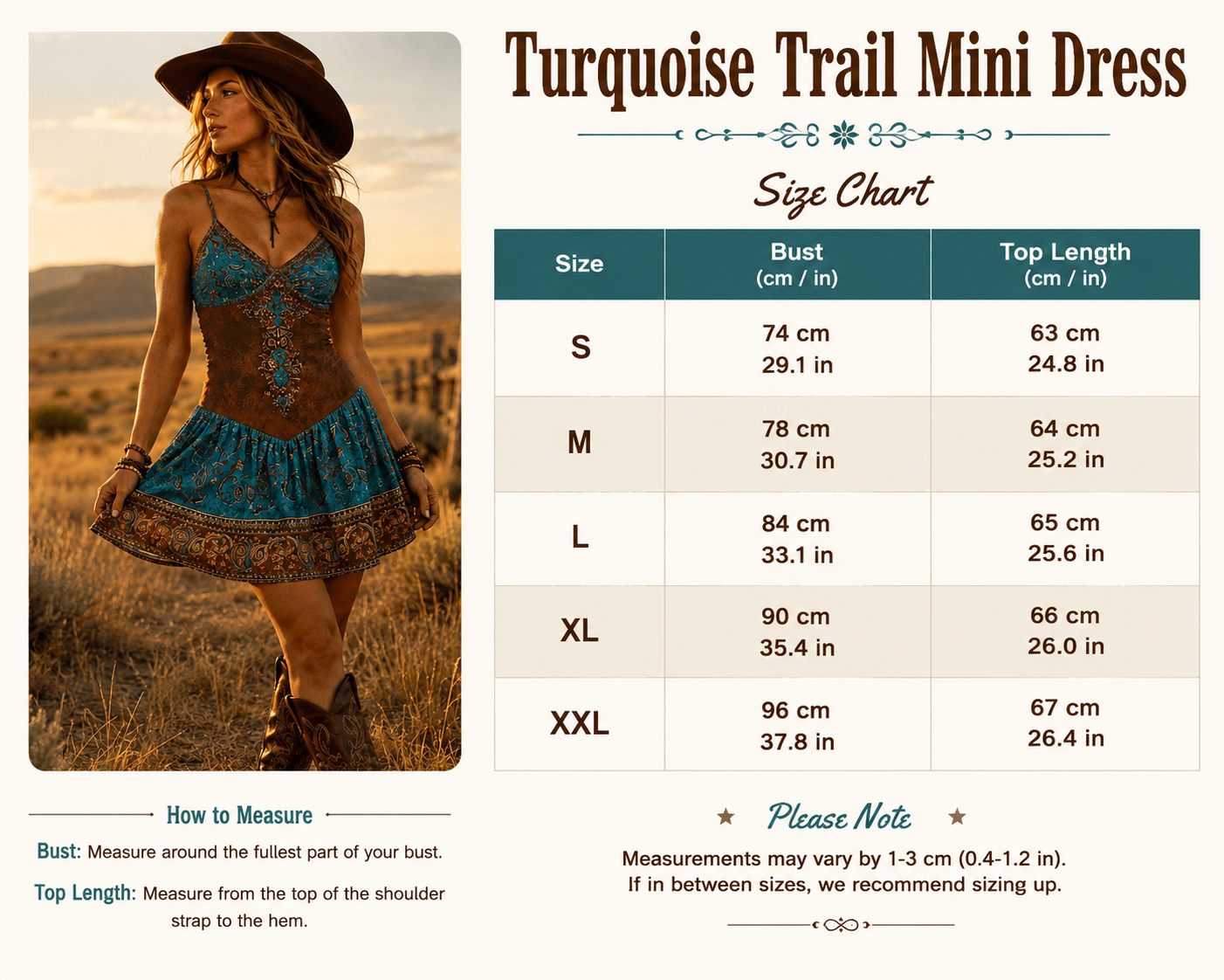 Turquoise Trail Mini Dress - New Retro V-neck Slip Dress With A Printed Design