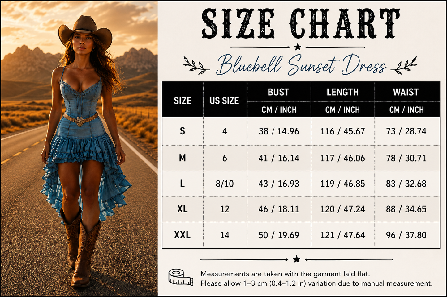 Bluebell Sunset Cowgirl Women's Western Ruffle Skirt Dress - Cowgirls and Dreams