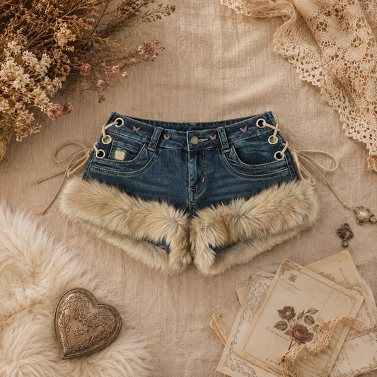 Willow Creek Frontier Faux Fur Denim Shorts