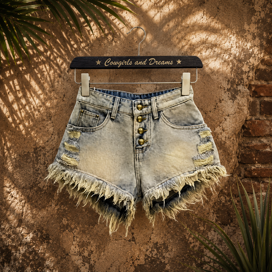 Daisy Belle Shorts - American-style Vintage Distressed Ripped High-end Tassel Frayed Hem