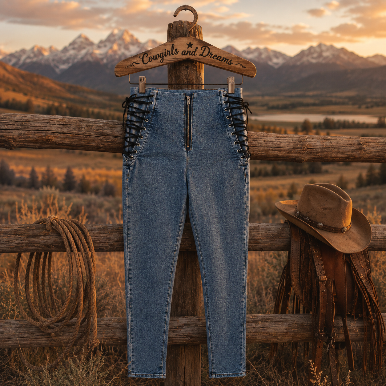 Desert Glow Jeans - High waist jeans slim skinny cropped pencil pants - Cowgirls and Dreams