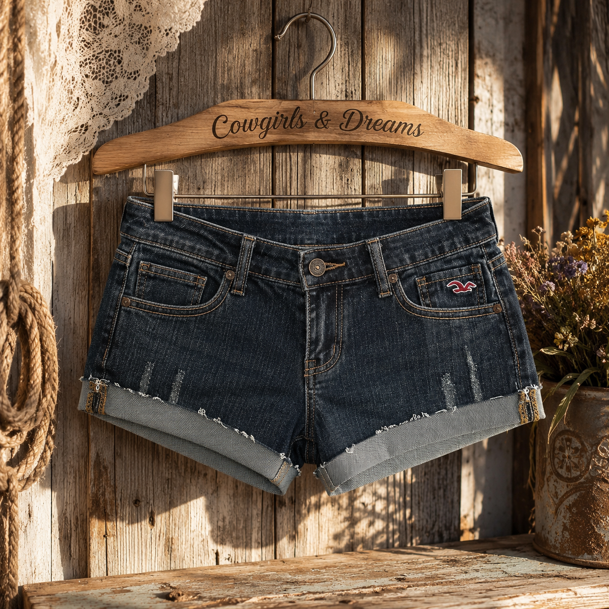 Rodeo Sweetheart Low-Rise Stretch Denim Shorts - Cowgirls and Dreams