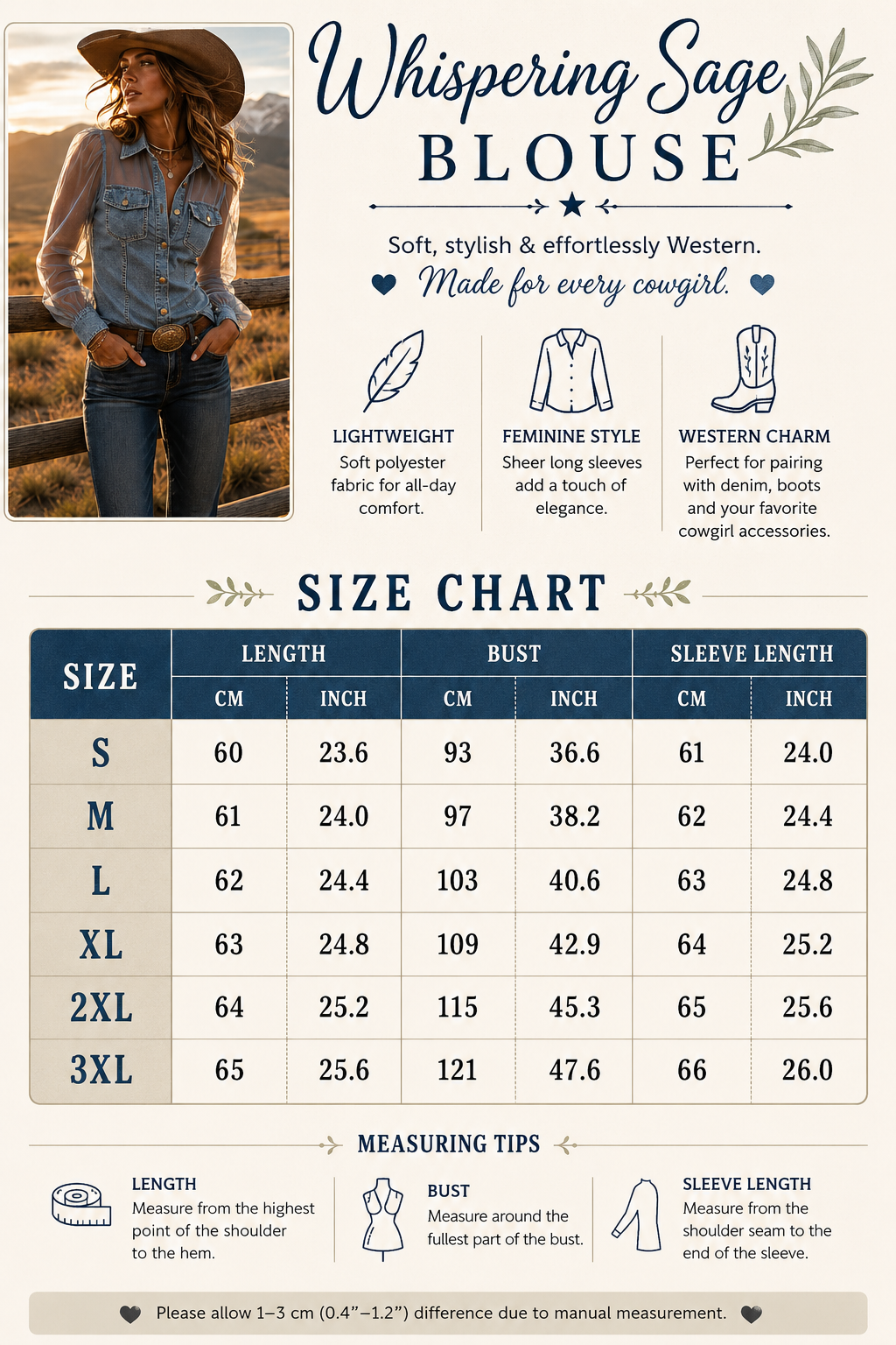 Whispering Sage Blouse - Women's V-neck Lace Long-sleeve Top | Cowgirls and Dreams