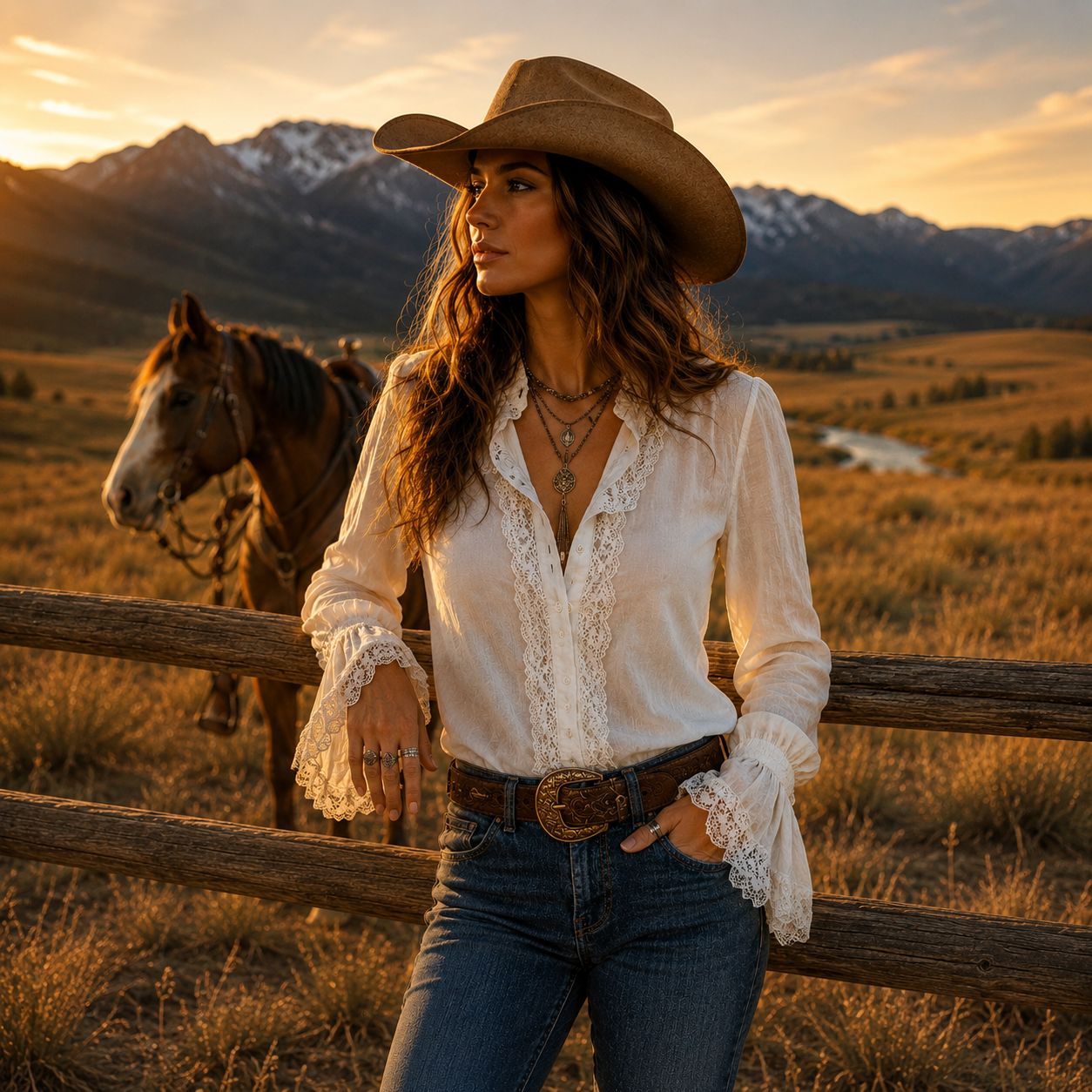 Lace Ruffle Blouse - Women's Lace Shirt | Cowgirls and Dreams