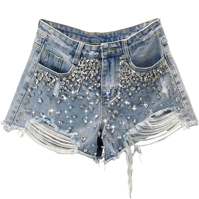 Diamond Dust Women's Denim Shorts Exquisite Rhinestone - Cowgirls and Dreams