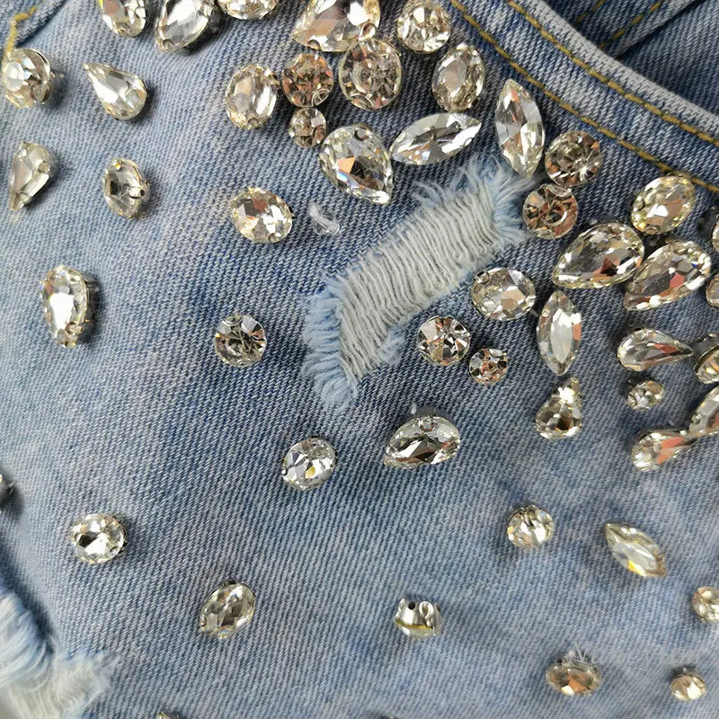 Diamond Dust Women's Denim Shorts Exquisite Rhinestone - Cowgirls and Dreams