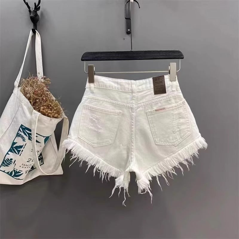 Daisy Belle Shorts - American-style Vintage Distressed Ripped High-end Tassel Frayed Hem