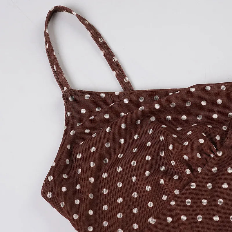 Summer Sage Brown Polka Dot Micro Mini Dress  - Cowgirls and Dreams