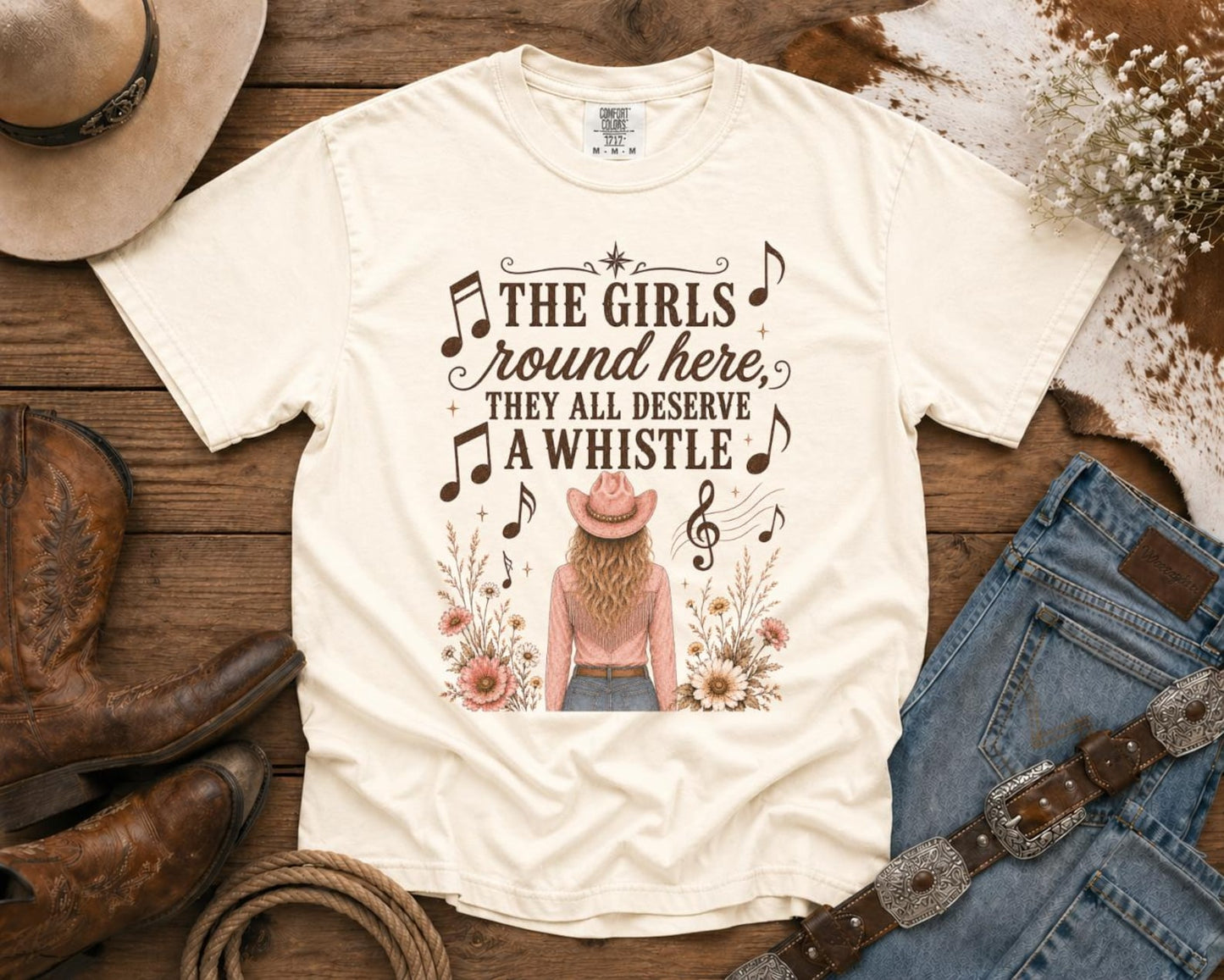 Girls Deserve A Whistle T-Shirt — Cowgirl TShirt | Western Tee | Comfort Colors Country Tee | Vintage Country Shirt | Rodeo Shirt