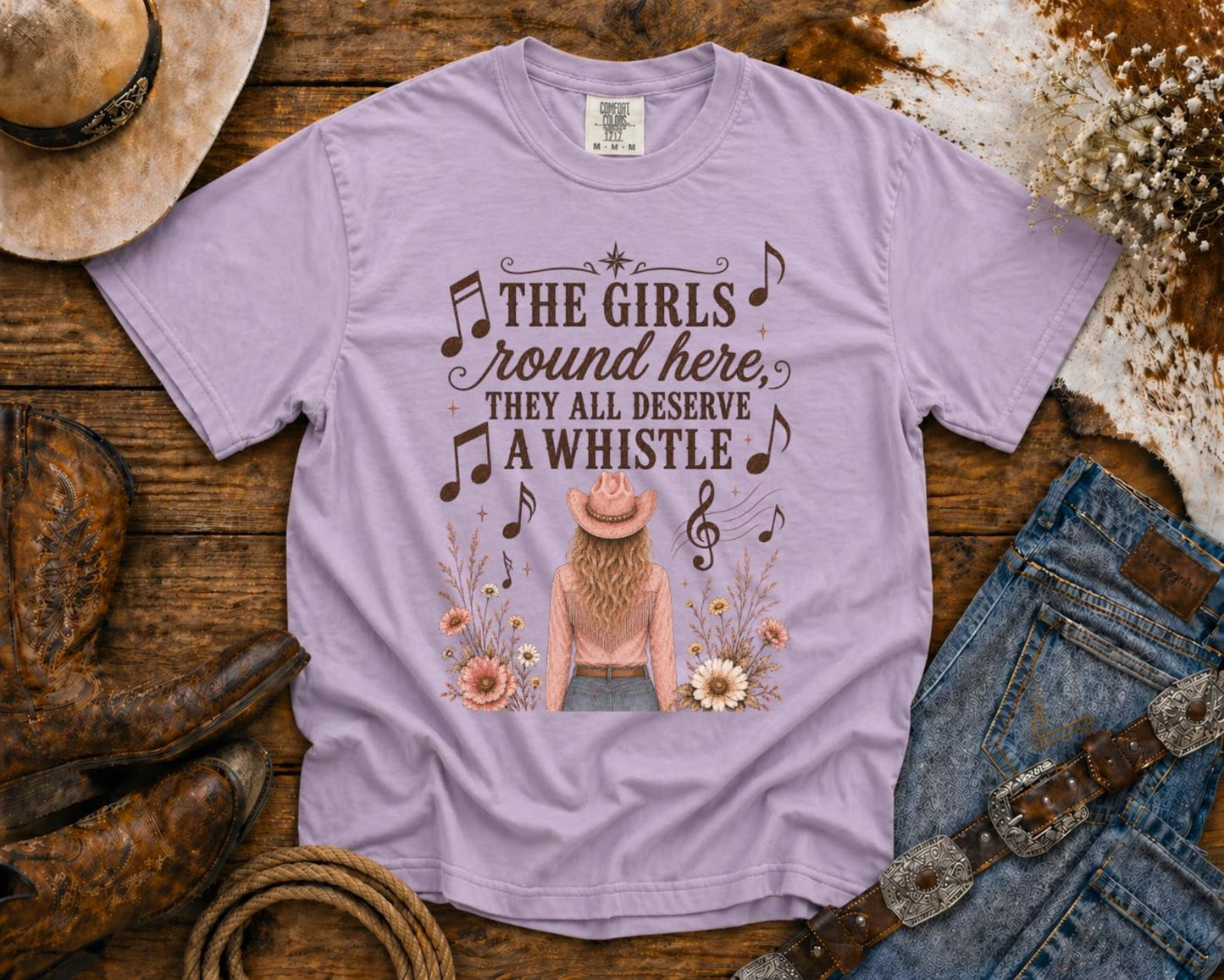 Girls Deserve A Whistle T-Shirt — Cowgirl TShirt | Western Tee | Comfort Colors Country Tee | Vintage Country Shirt | Rodeo Shirt
