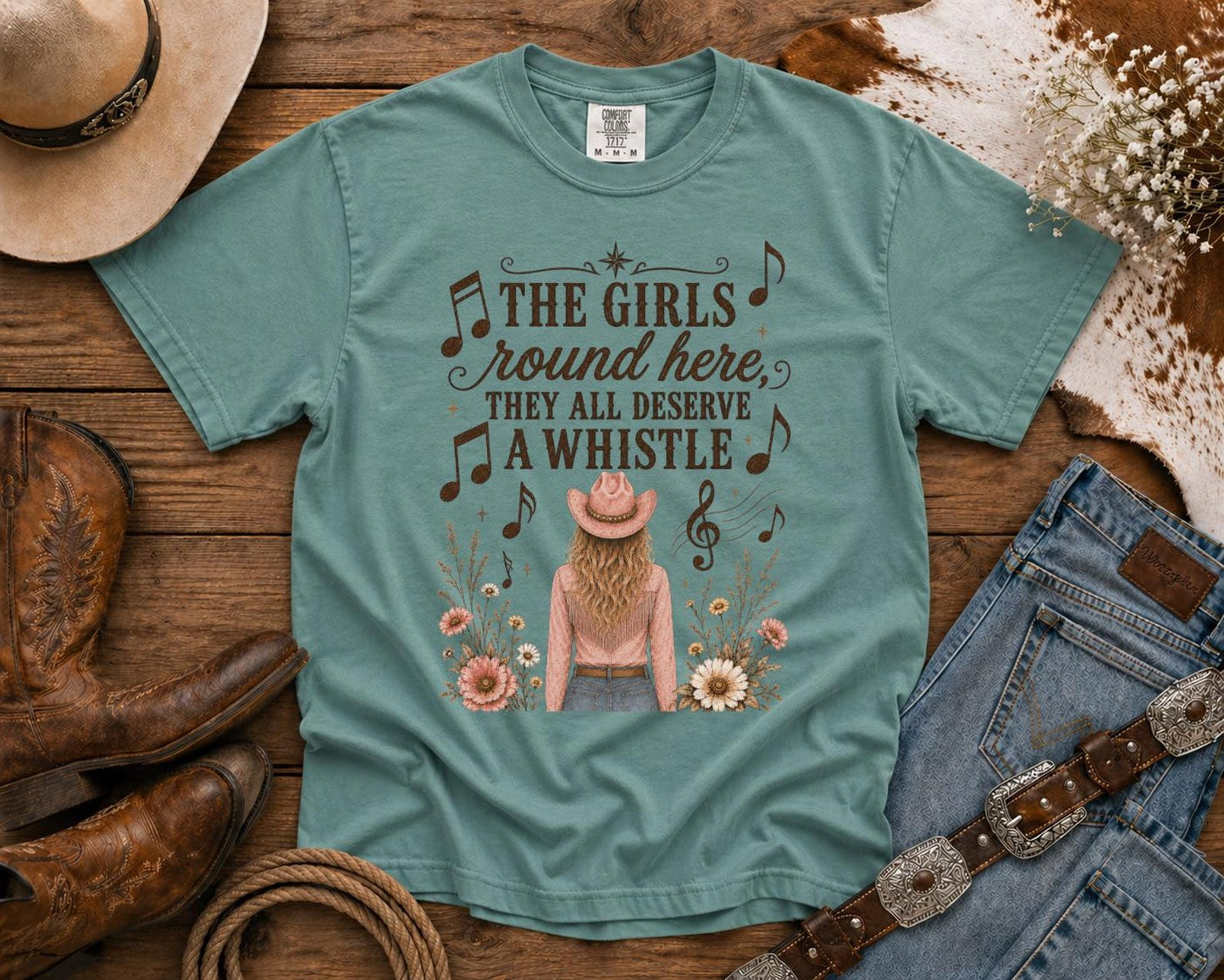 Girls Deserve A Whistle T-Shirt — Cowgirl TShirt | Western Tee | Comfort Colors Country Tee | Vintage Country Shirt | Rodeo Shirt