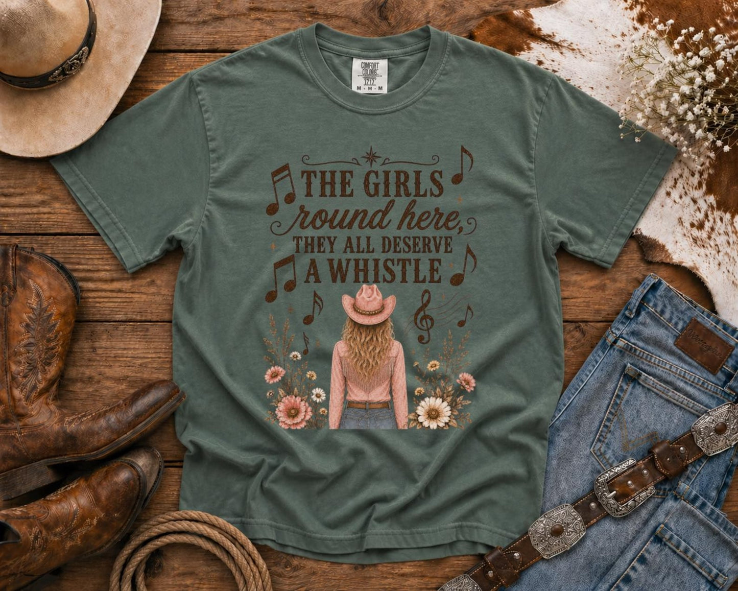 Girls Deserve A Whistle T-Shirt — Cowgirl TShirt | Western Tee | Comfort Colors Country Tee | Vintage Country Shirt | Rodeo Shirt