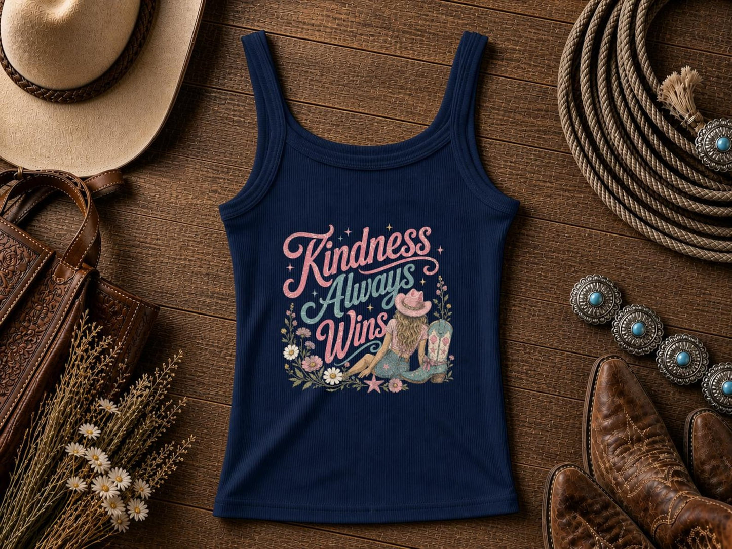 "Kindness Always Wins" | Cowgirl Shirt, Rodeo T-Shirt, Cowgirl T-shirt Country Concert Tee, Western Graphic Tee For Women, Western T-shirt, Western T-shirt | Bella Canvas