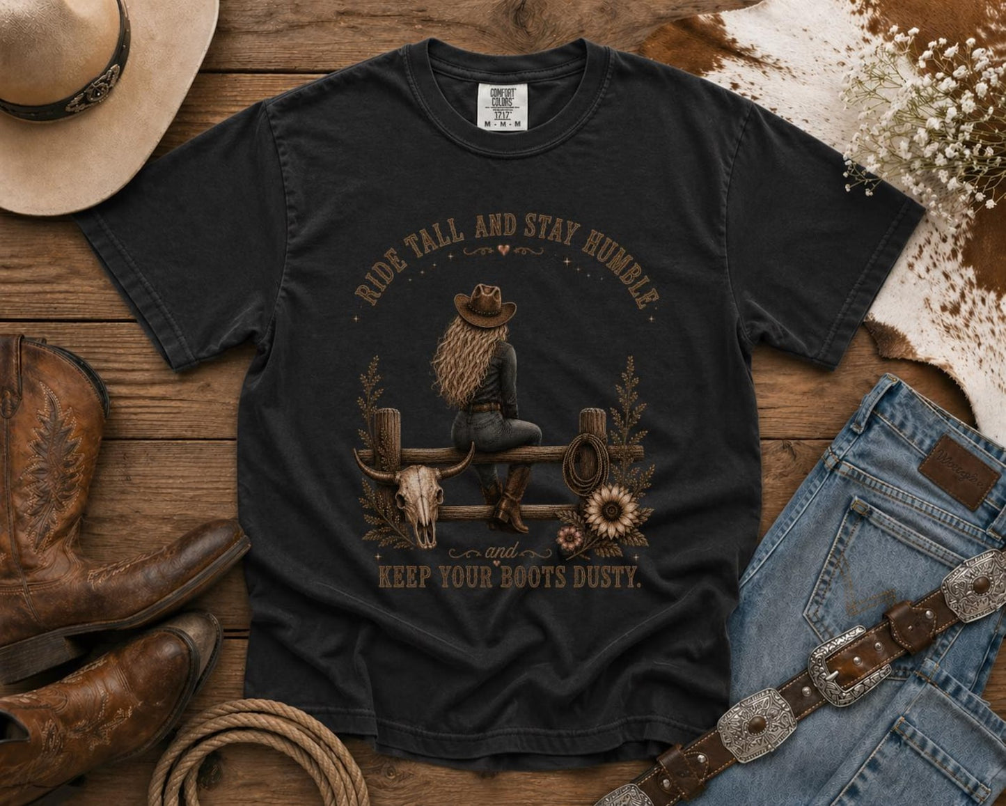 Ride Tall | Cowgirl Shirt, Rodeo T-Shirt, Cowgirl T-shirt Country Concert Tee, Western Graphic Tee For Women, Western T-shirt, Western T-shirt | Comfort Colors®