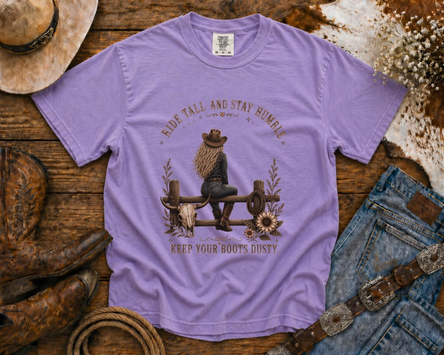Ride Tall | Cowgirl Shirt, Rodeo T-Shirt, Cowgirl T-shirt Country Concert Tee, Western Graphic Tee For Women, Western T-shirt, Western T-shirt | Comfort Colors®