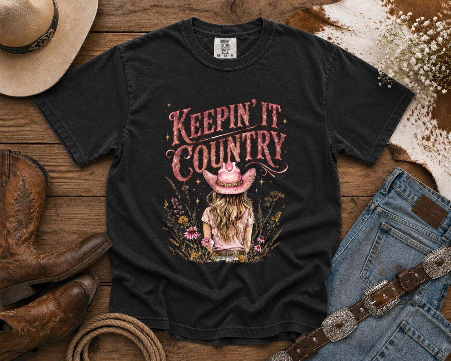 Keepin' It Country T-Shirt — Cowgirl TShirt | Western Tee | Comfort Colors Country Tee | Vintage Country Shirt | Rodeo Shirt
