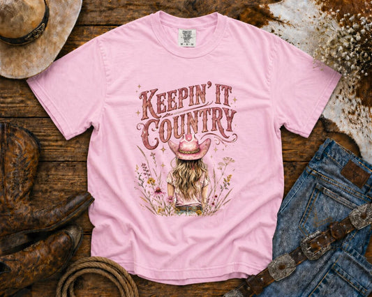 Keepin' It Country T-Shirt — Cowgirl TShirt | Western Tee | Comfort Colors Country Tee | Vintage Country Shirt | Rodeo Shirt
