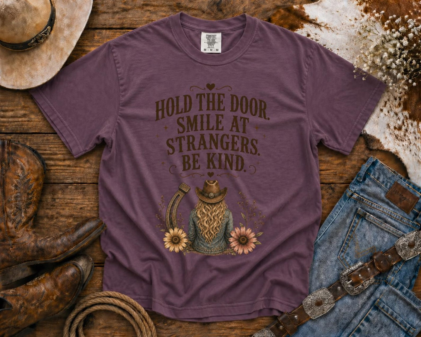 Hold the Door - Cowgirl TShirt | Western Tee | Comfort Colors Country Tee | Vintage Country Shirt | Rodeo Shirt