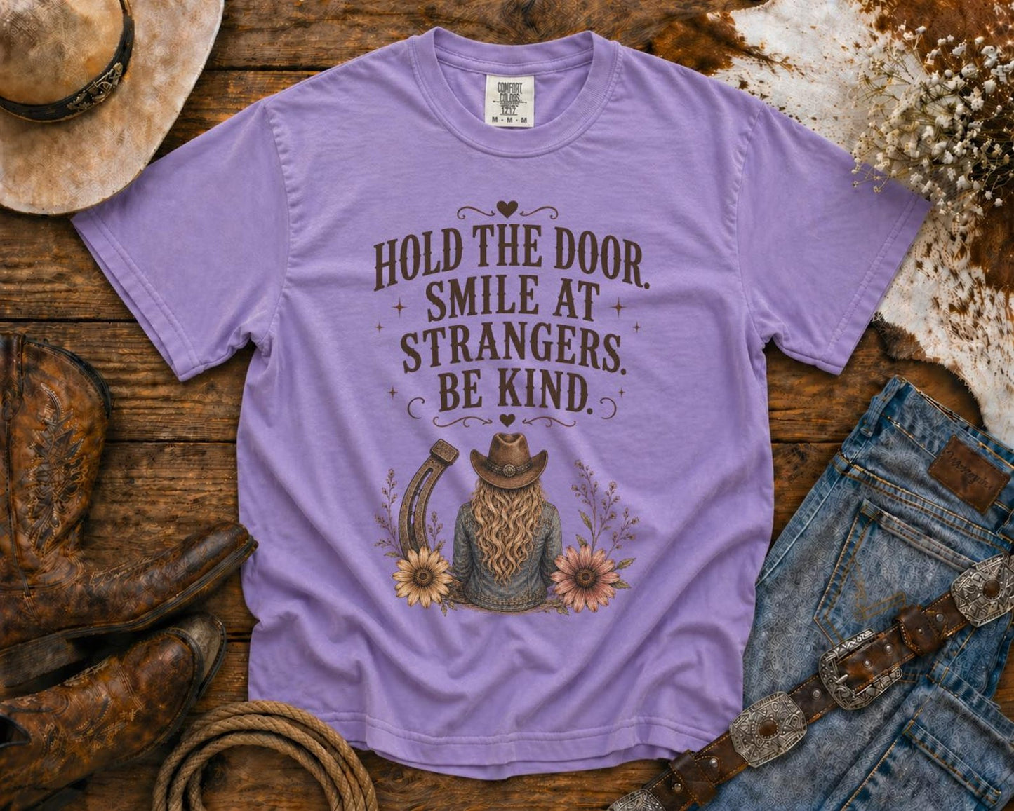 Hold the Door - Cowgirl TShirt | Western Tee | Comfort Colors Country Tee | Vintage Country Shirt | Rodeo Shirt