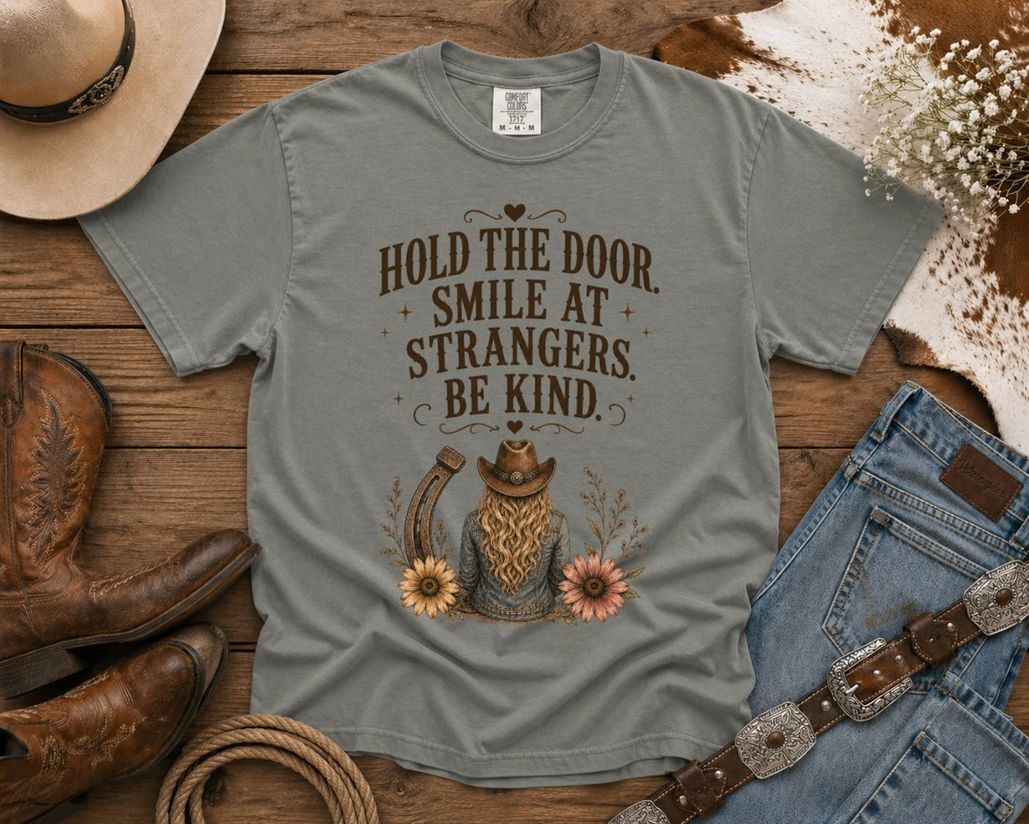 Hold the Door - Cowgirl TShirt | Western Tee | Comfort Colors Country Tee | Vintage Country Shirt | Rodeo Shirt