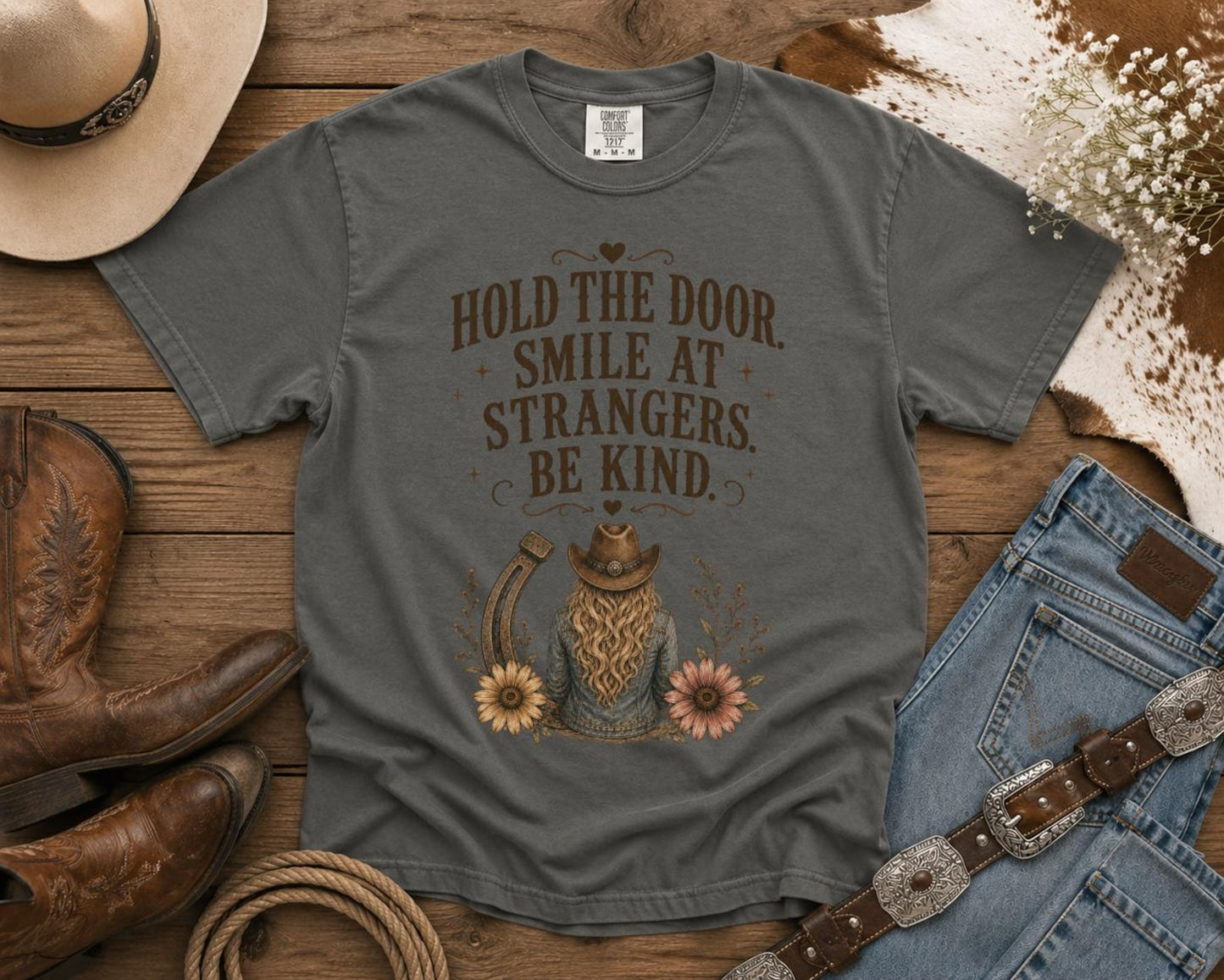 Hold the Door - Cowgirl TShirt | Western Tee | Comfort Colors Country Tee | Vintage Country Shirt | Rodeo Shirt
