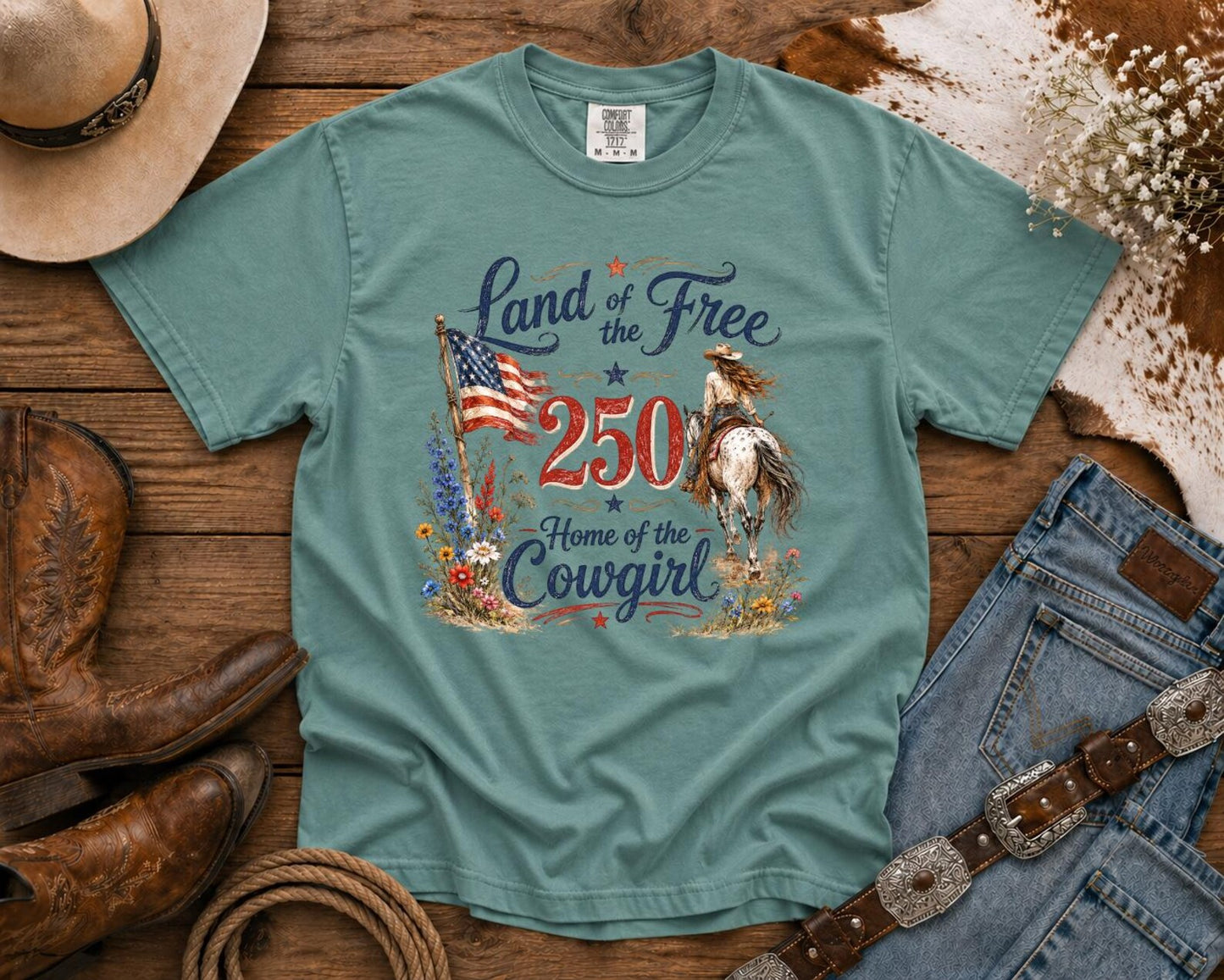 Land of the Free | Cowgirl Shirt, Rodeo T-Shirt, Cowgirl T-shirt Country Concert Tee, Western Graphic Tee For Women, Western T-shirt, Western T-shirt | Comfort Colors®