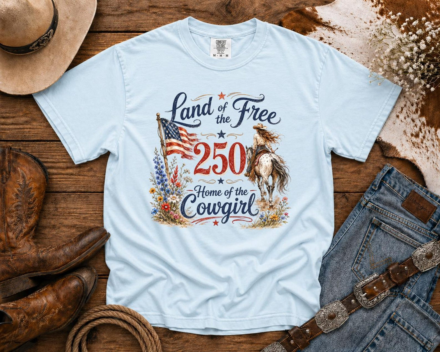 Land of the Free | Cowgirl Shirt, Rodeo T-Shirt, Cowgirl T-shirt Country Concert Tee, Western Graphic Tee For Women, Western T-shirt, Western T-shirt | Comfort Colors®
