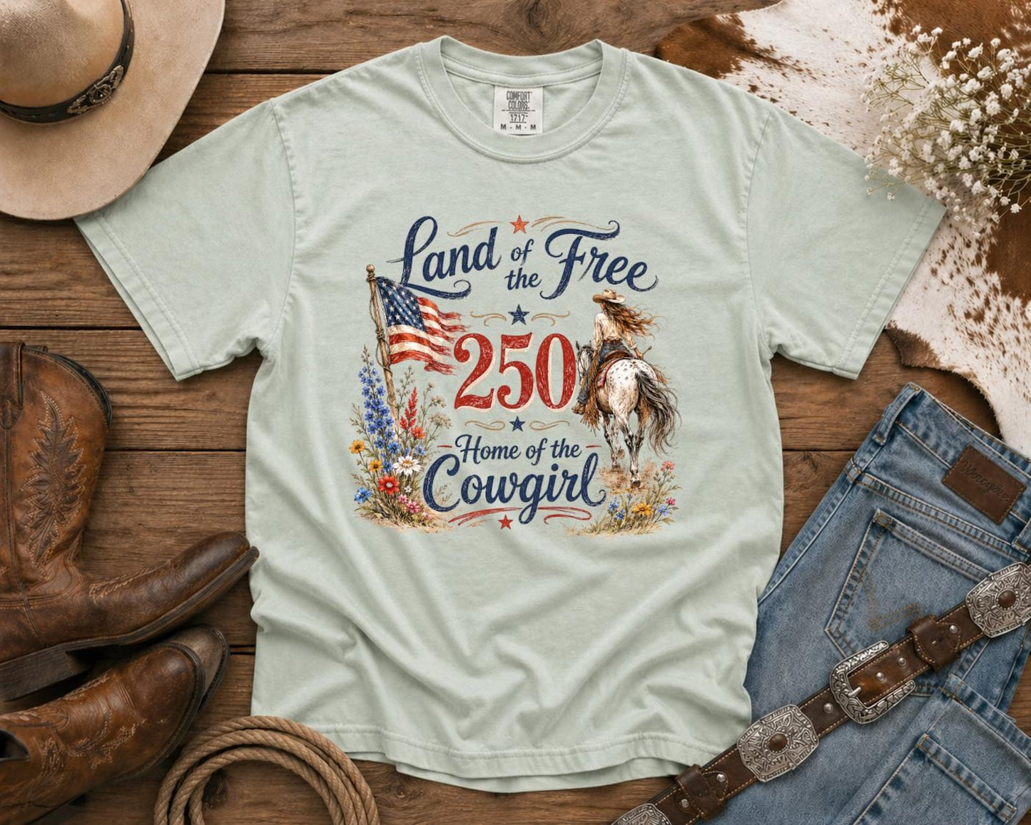 Land of the Free | Cowgirl Shirt, Rodeo T-Shirt, Cowgirl T-shirt Country Concert Tee, Western Graphic Tee For Women, Western T-shirt, Western T-shirt | Comfort Colors®