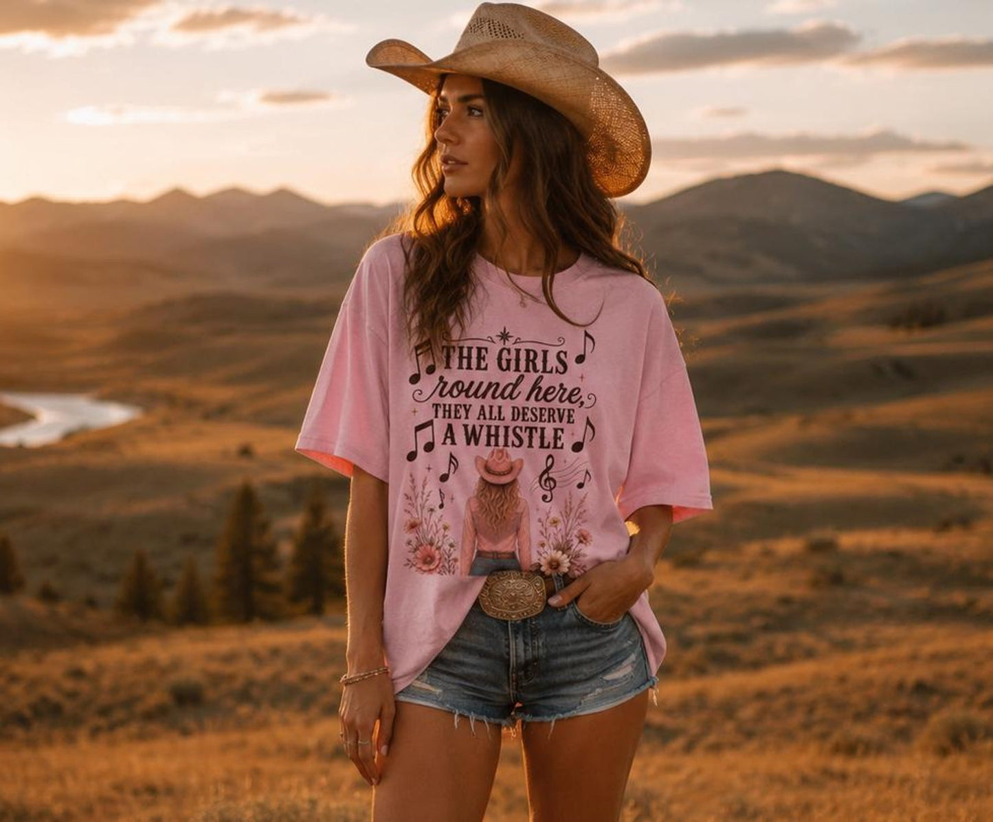 Girls Deserve A Whistle T-Shirt — Cowgirl TShirt | Western Tee | Comfort Colors Country Tee | Vintage Country Shirt | Rodeo Shirt
