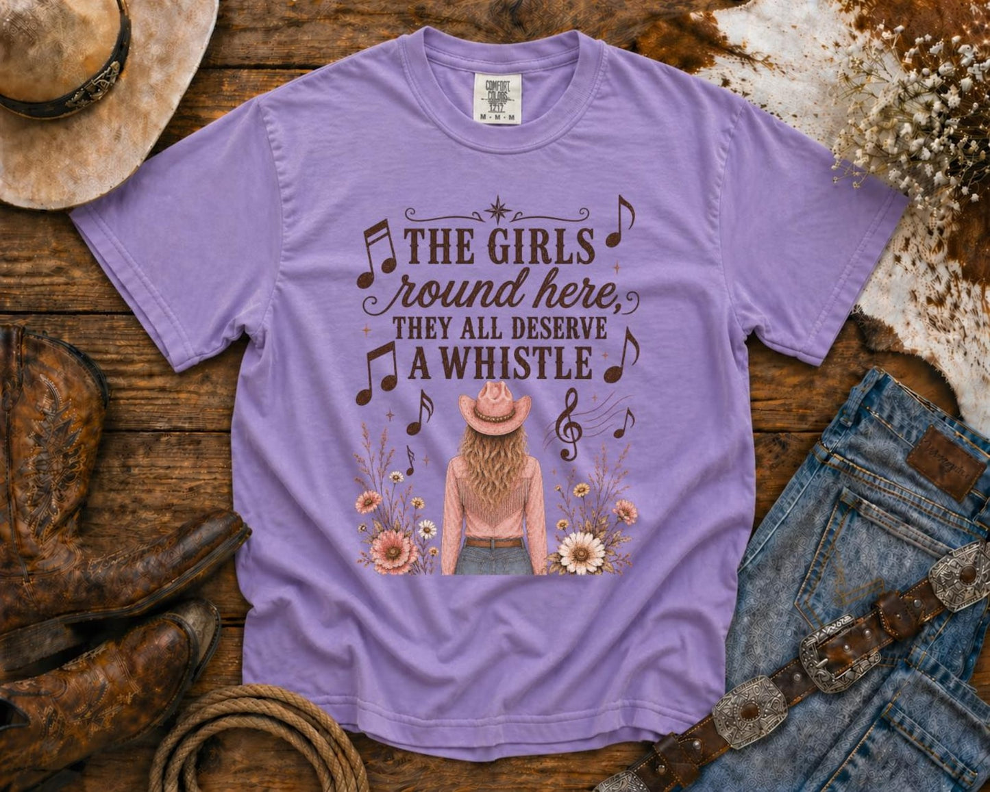 Girls Deserve A Whistle T-Shirt — Cowgirl TShirt | Western Tee | Comfort Colors Country Tee | Vintage Country Shirt | Rodeo Shirt