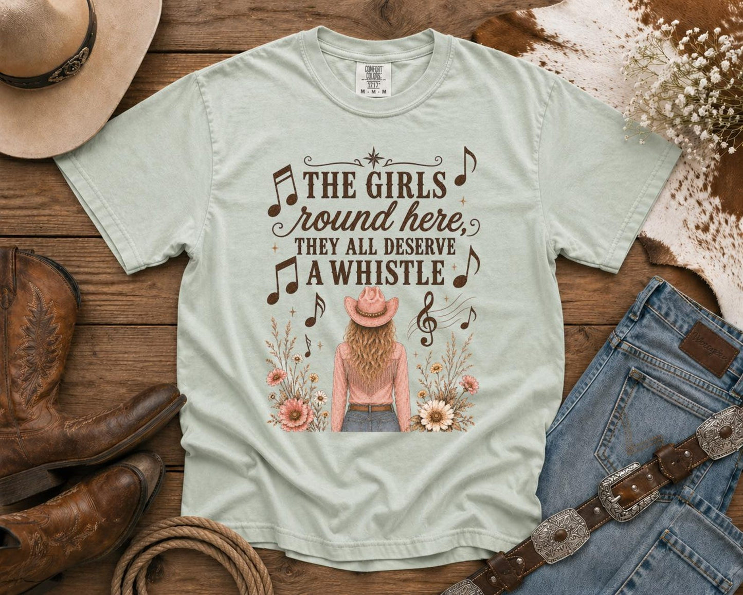 Girls Deserve A Whistle T-Shirt — Cowgirl TShirt | Western Tee | Comfort Colors Country Tee | Vintage Country Shirt | Rodeo Shirt