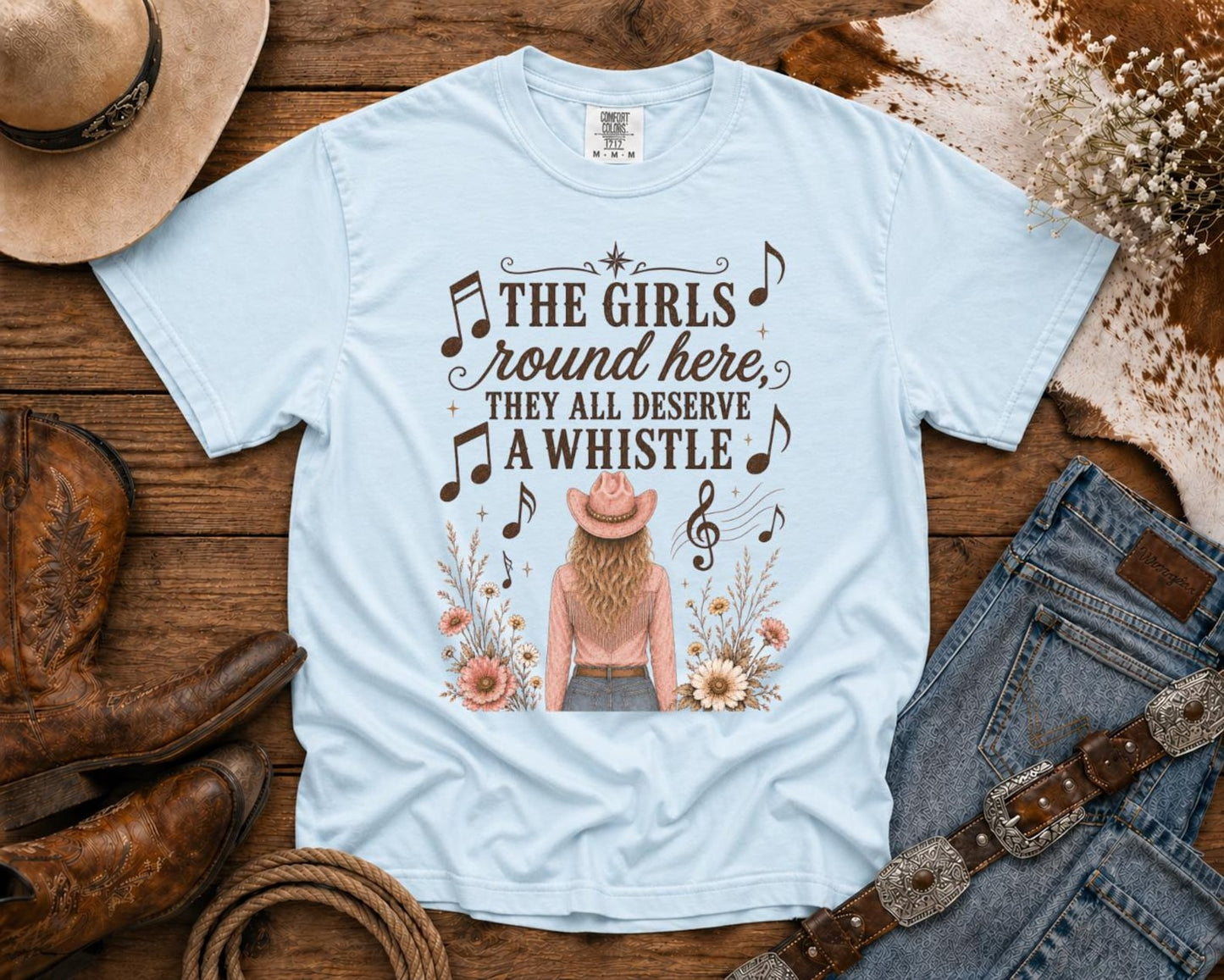 Girls Deserve A Whistle T-Shirt — Cowgirl TShirt | Western Tee | Comfort Colors Country Tee | Vintage Country Shirt | Rodeo Shirt