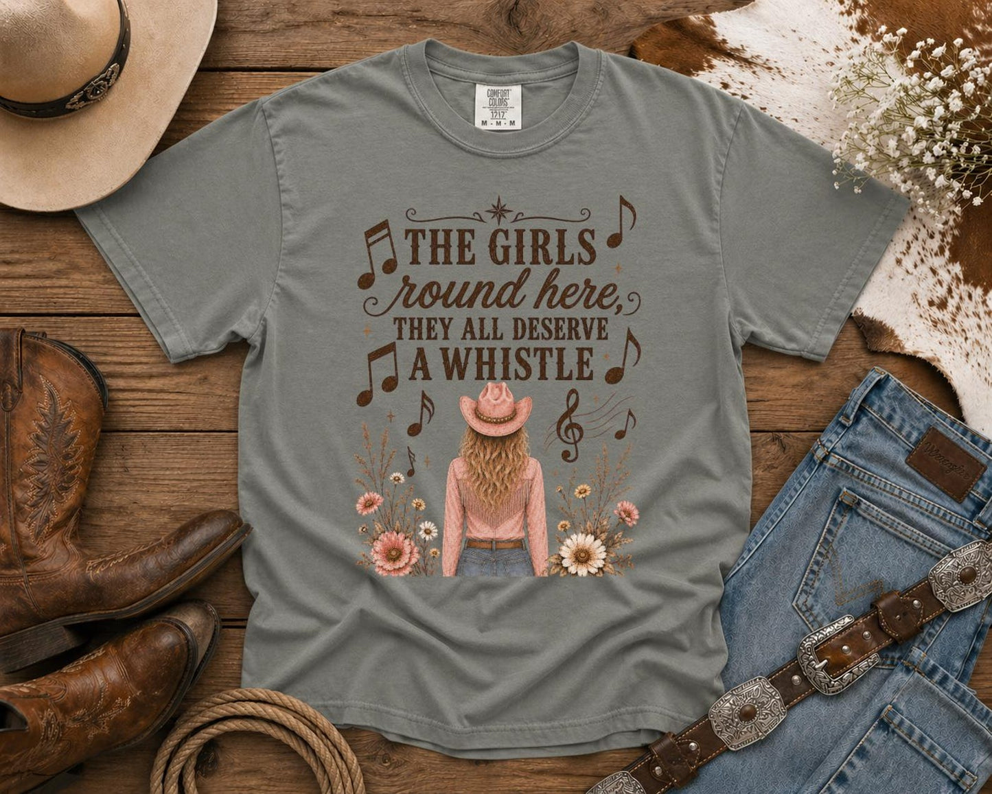 Girls Deserve A Whistle T-Shirt — Cowgirl TShirt | Western Tee | Comfort Colors Country Tee | Vintage Country Shirt | Rodeo Shirt