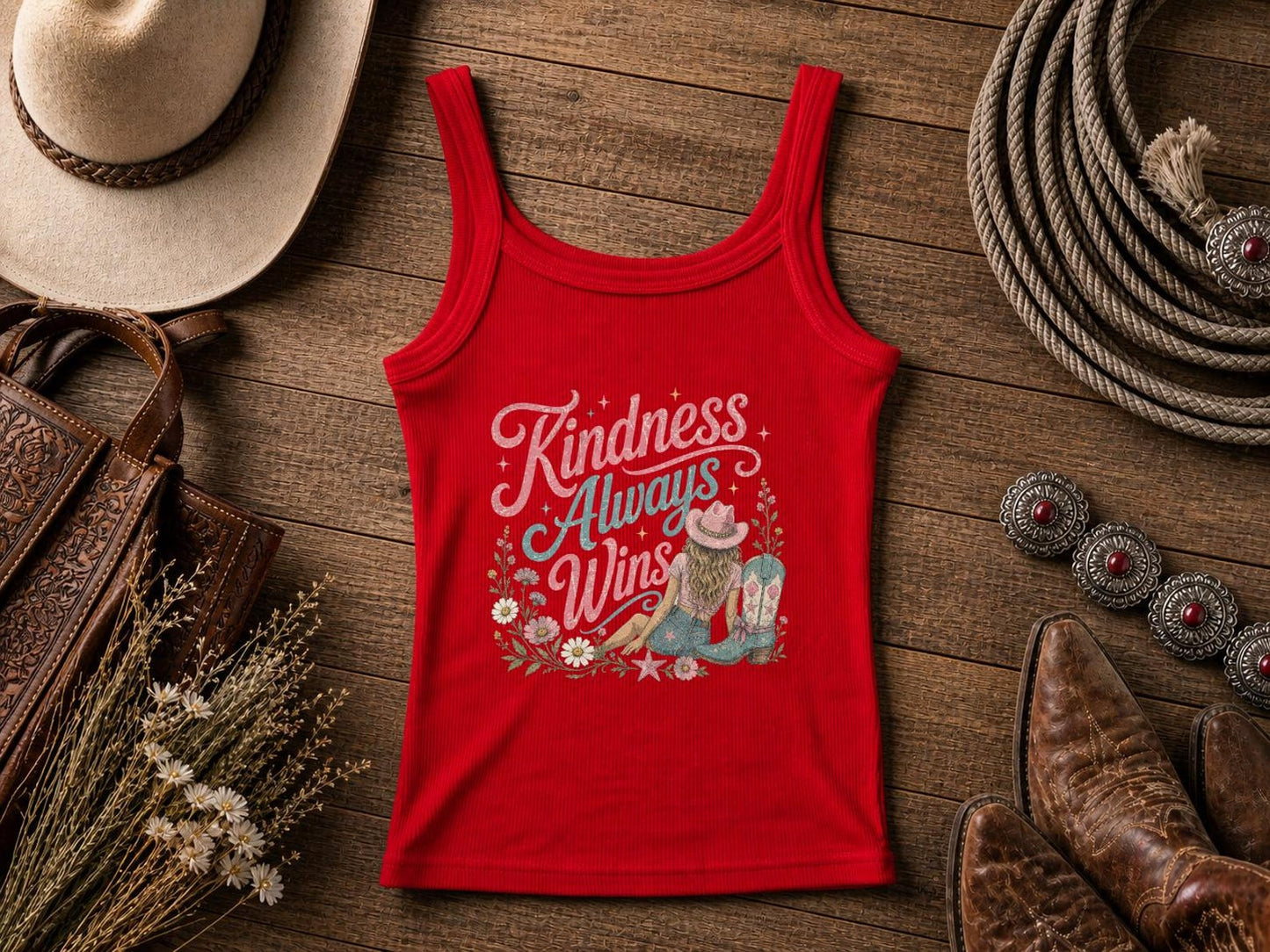 "Kindness Always Wins" | Cowgirl Shirt, Rodeo T-Shirt, Cowgirl T-shirt Country Concert Tee, Western Graphic Tee For Women, Western T-shirt, Western T-shirt | Bella Canvas