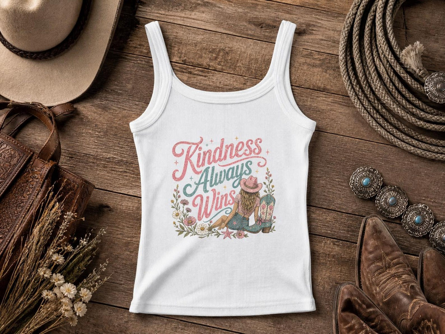 "Kindness Always Wins" | Cowgirl Shirt, Rodeo T-Shirt, Cowgirl T-shirt Country Concert Tee, Western Graphic Tee For Women, Western T-shirt, Western T-shirt | Bella Canvas