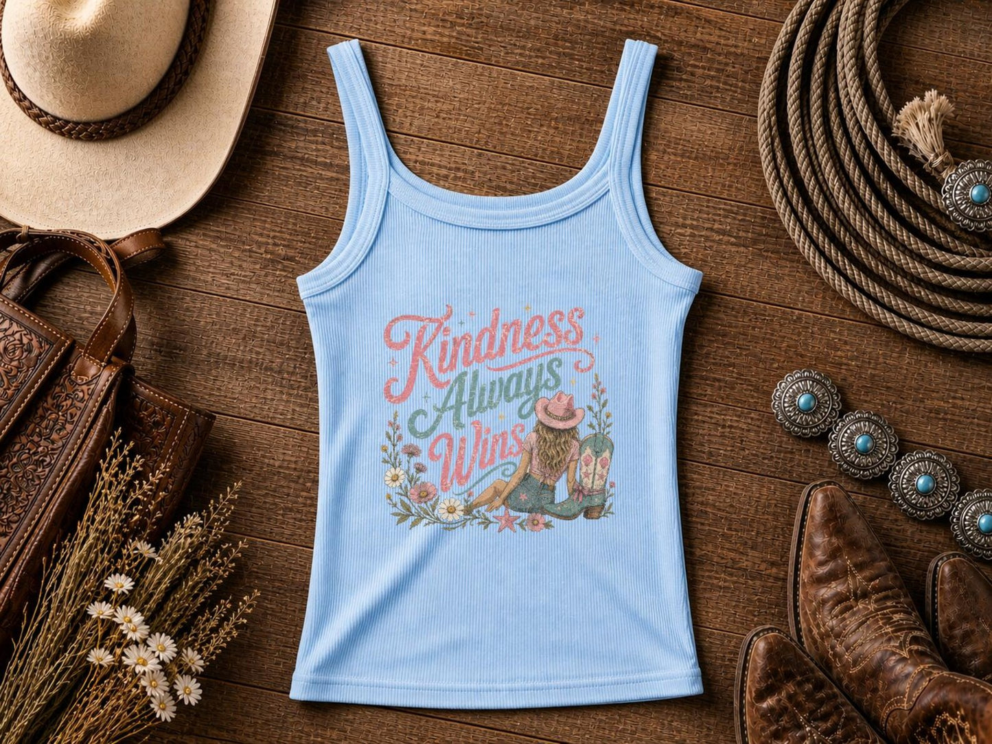 "Kindness Always Wins" | Cowgirl Shirt, Rodeo T-Shirt, Cowgirl T-shirt Country Concert Tee, Western Graphic Tee For Women, Western T-shirt, Western T-shirt | Bella Canvas